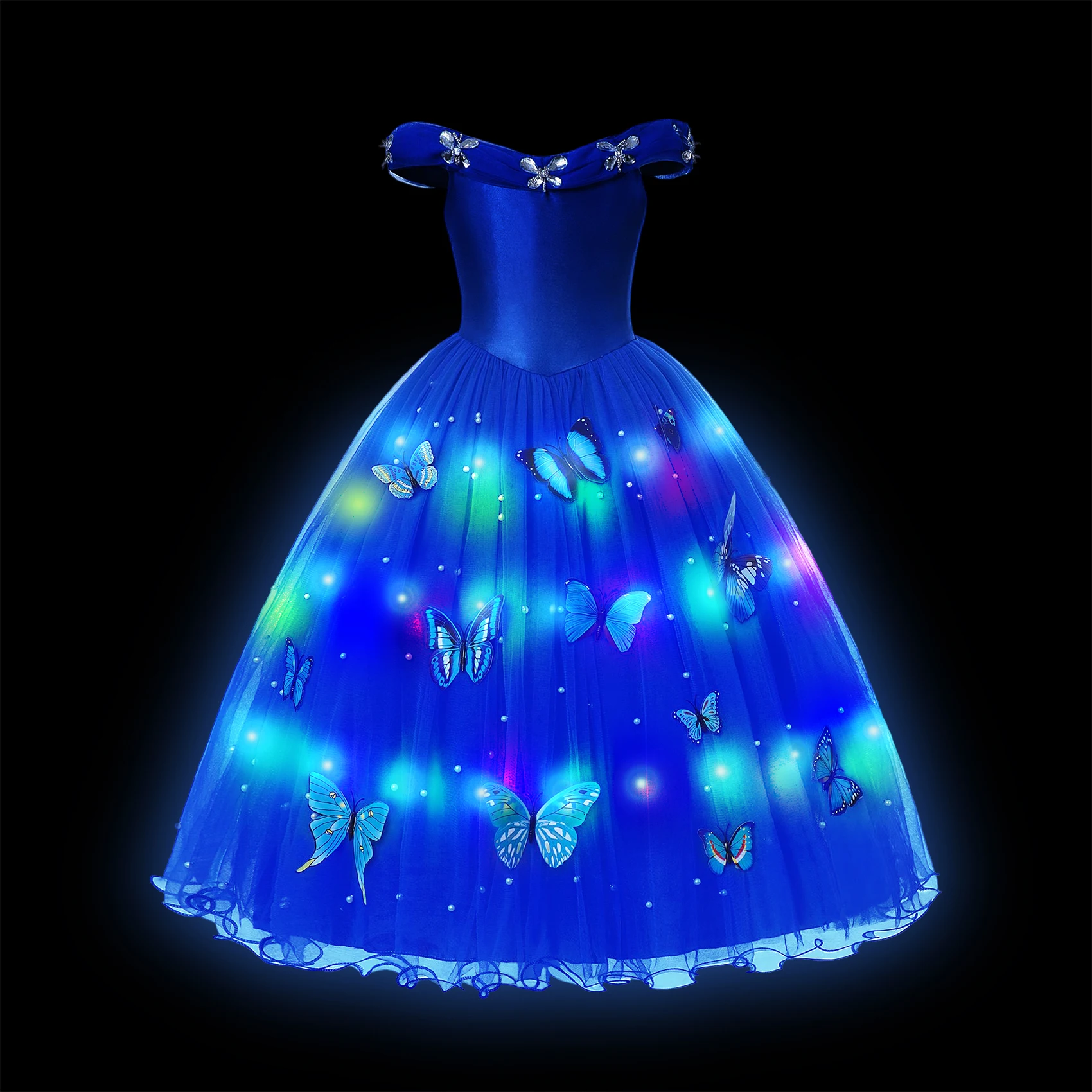 Disney Girl Princess LED Light Up Dress Birthday Party Frozen Elsa Anna Rapunzel Carnival Halloween Prom Gown Wish Asha Costume