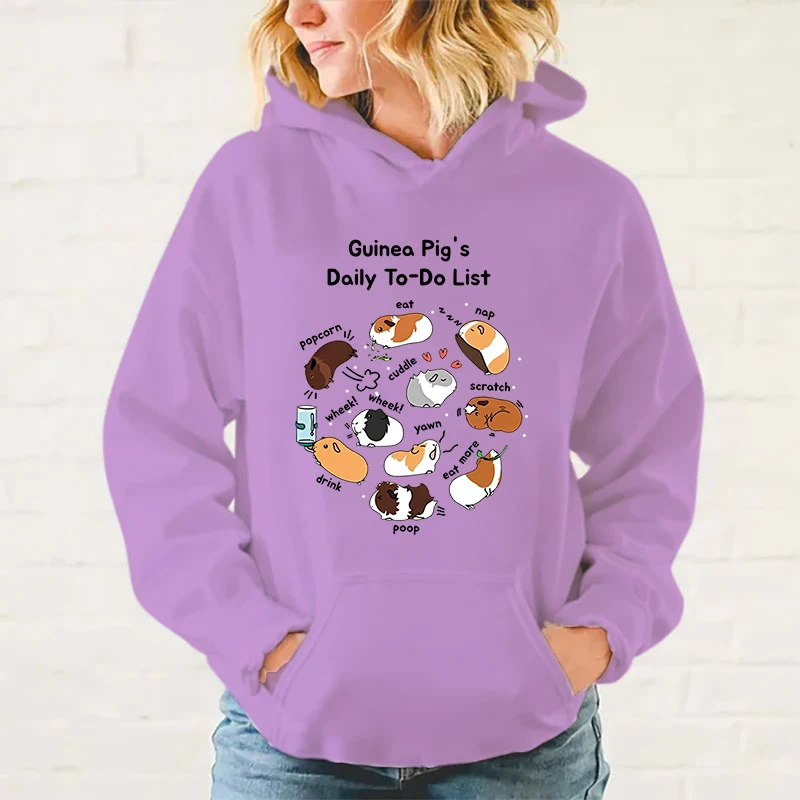 Funny Guinea Pig Daily To Do List Print Hoodie Fashion Women Men Casual Pullover Hoodies Ladies Sweatshirt