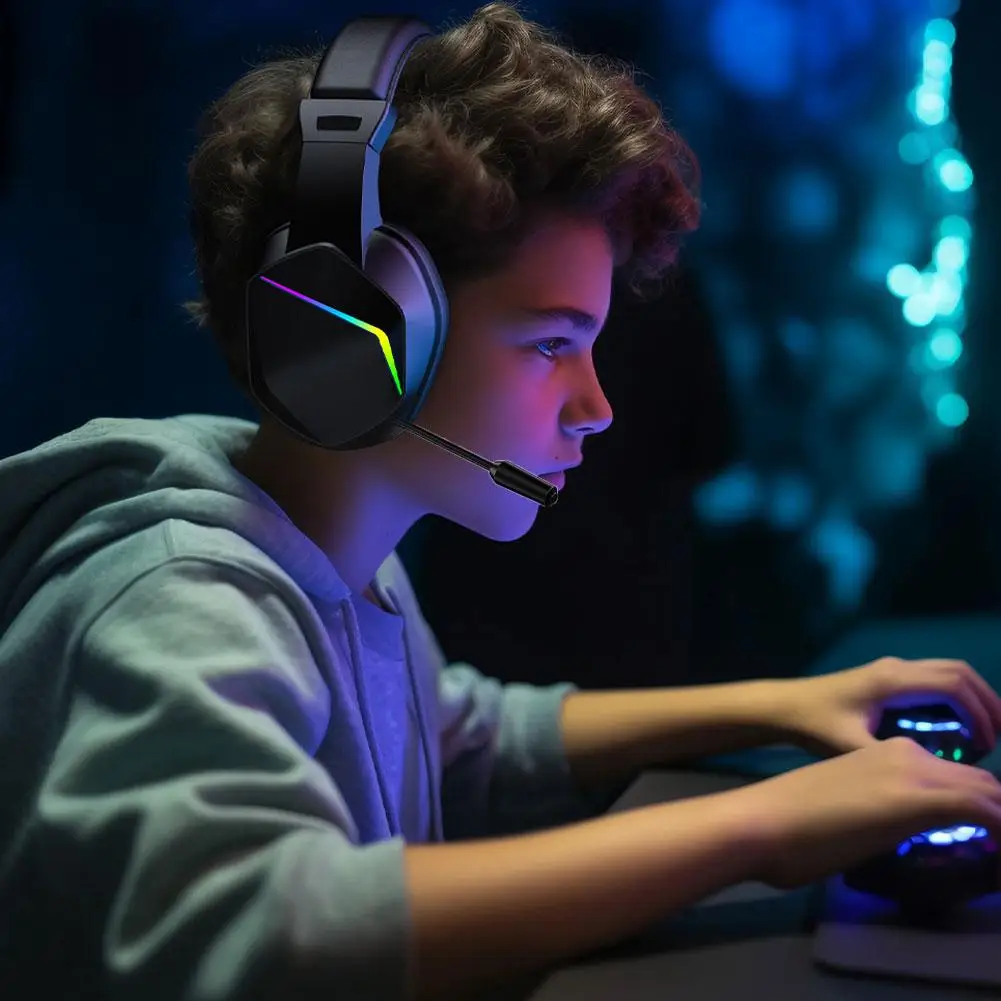 سماعات الألعاب اللاسلكية لـ Ps5 PC الديناميكي RGB ميكروفون إلغاء الضوضاء HIFI المؤثرات الصوتية سماعات الألعاب Y6X9 #6