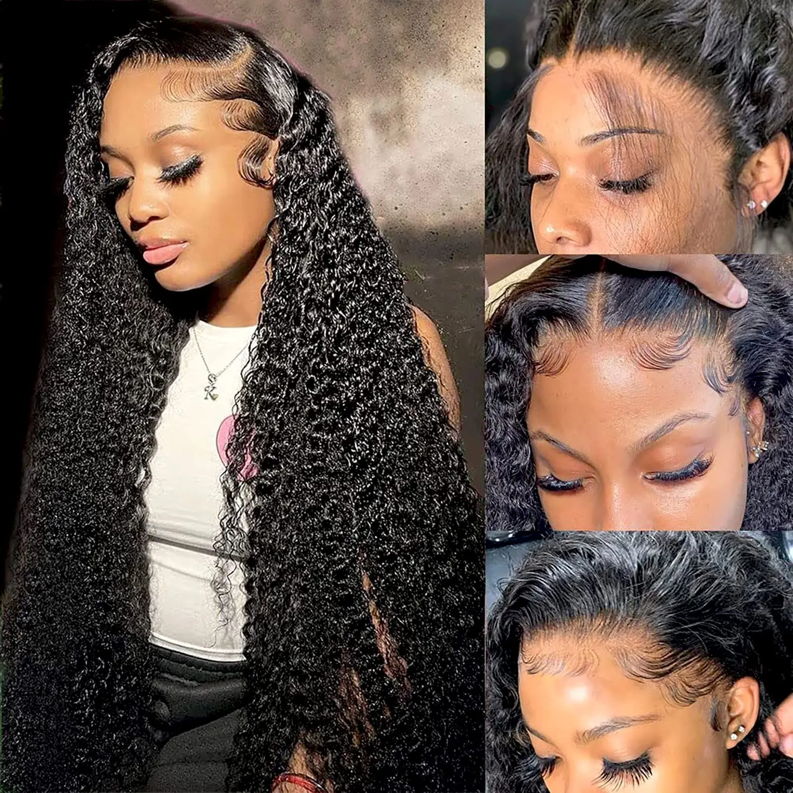

13x6 HD Lace Front Wig 40 30 Inch Black Curly Wig Wet and Wavy Water Wave Deep Wave Human Hair Wig Preplucked Glueless For Women