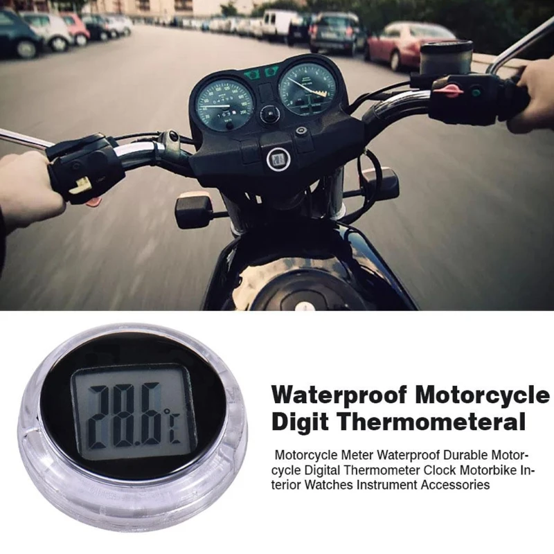 Draagbare motorfietsstuurmeter Elektronische automatische klok Horloges Thermometer Digitaal display Dashboardmeter Klok T3EF