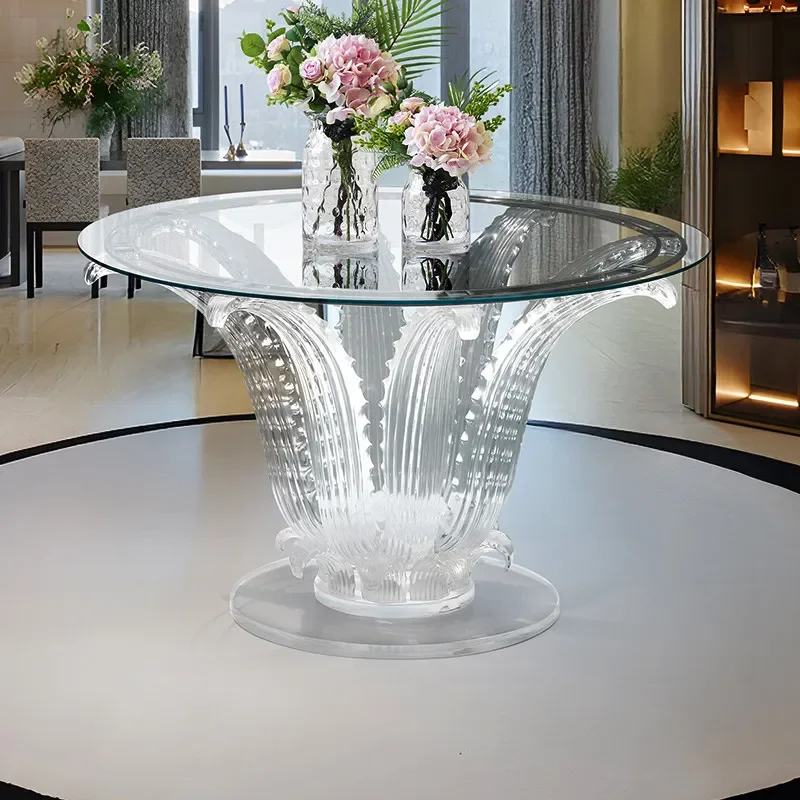 Entrance entrance End view table Decorative flower row Transparent crystal art Middle round table