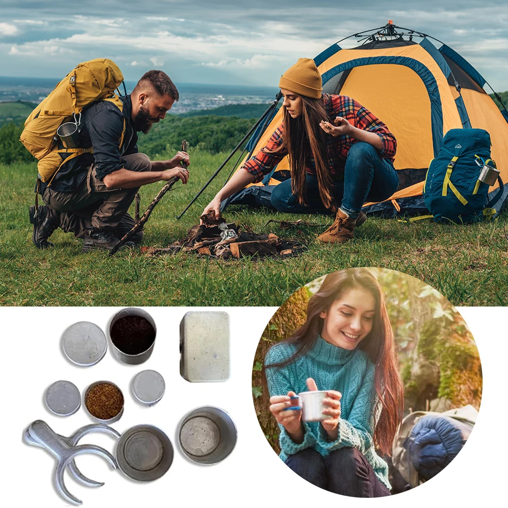 

Набор чашек для кемпинга, коллекционный орнамент из нержавеющей стали, многоразовые кофейные кружки для лагеря, набор для наливания кофе для пеших прогулок, альпинизма