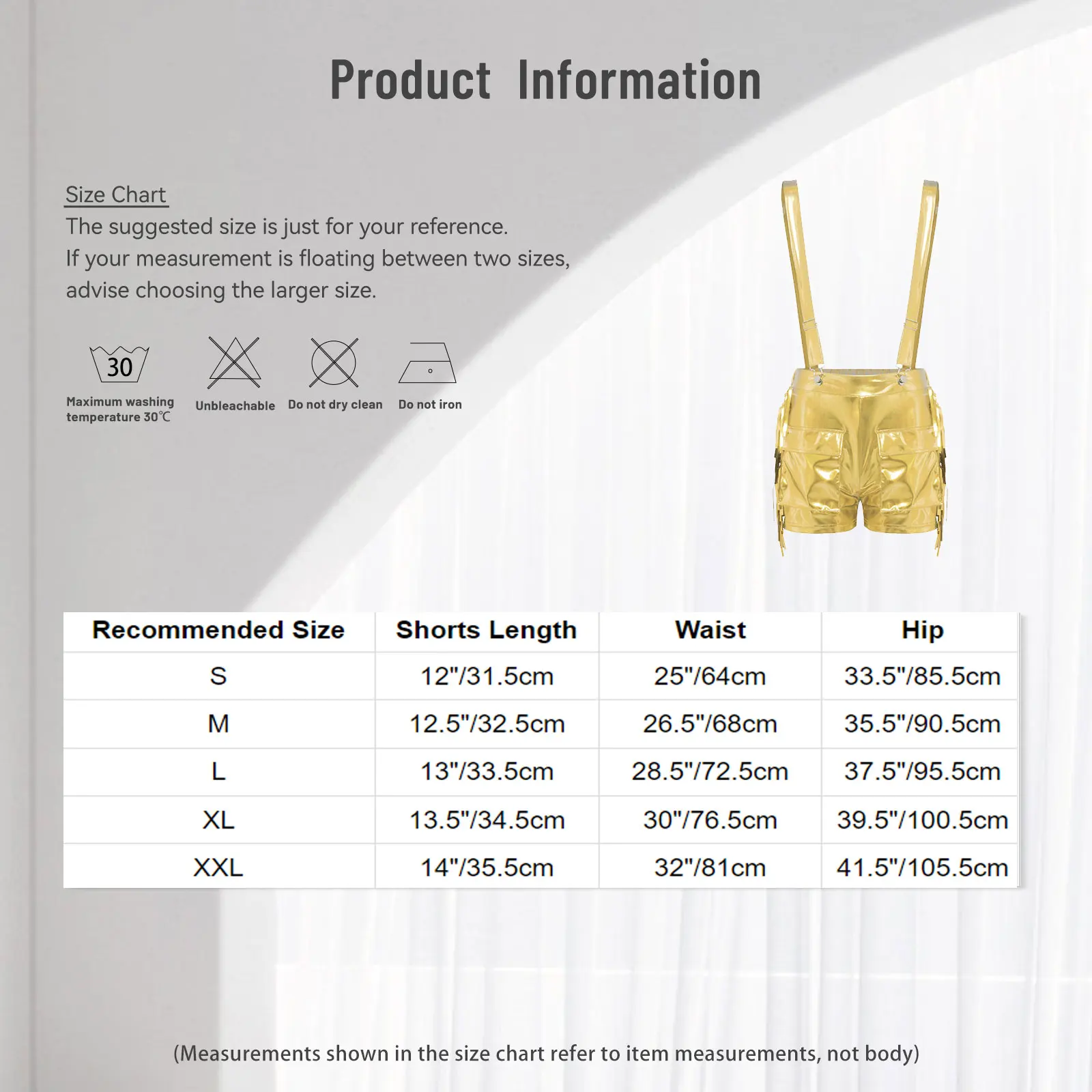 Damskie błyszczące metaliczne szorty na szelkach z regulowanymi ramiączkami, frędzlami po bokach, dwiema kieszeniami, metaliczne szorty z połyskiem, odzież rave clubwear