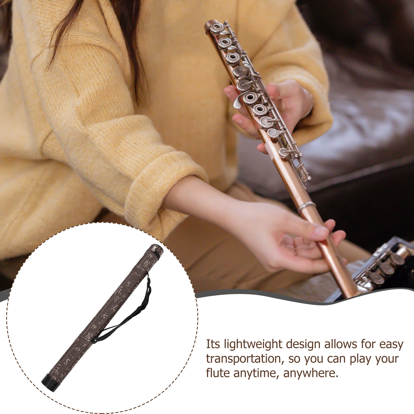 

Bamboo Double Layer Vertical Flute Storage Bag Dizi Instrument Bag Lightweight Travel Storage Pouch Vertical Flute