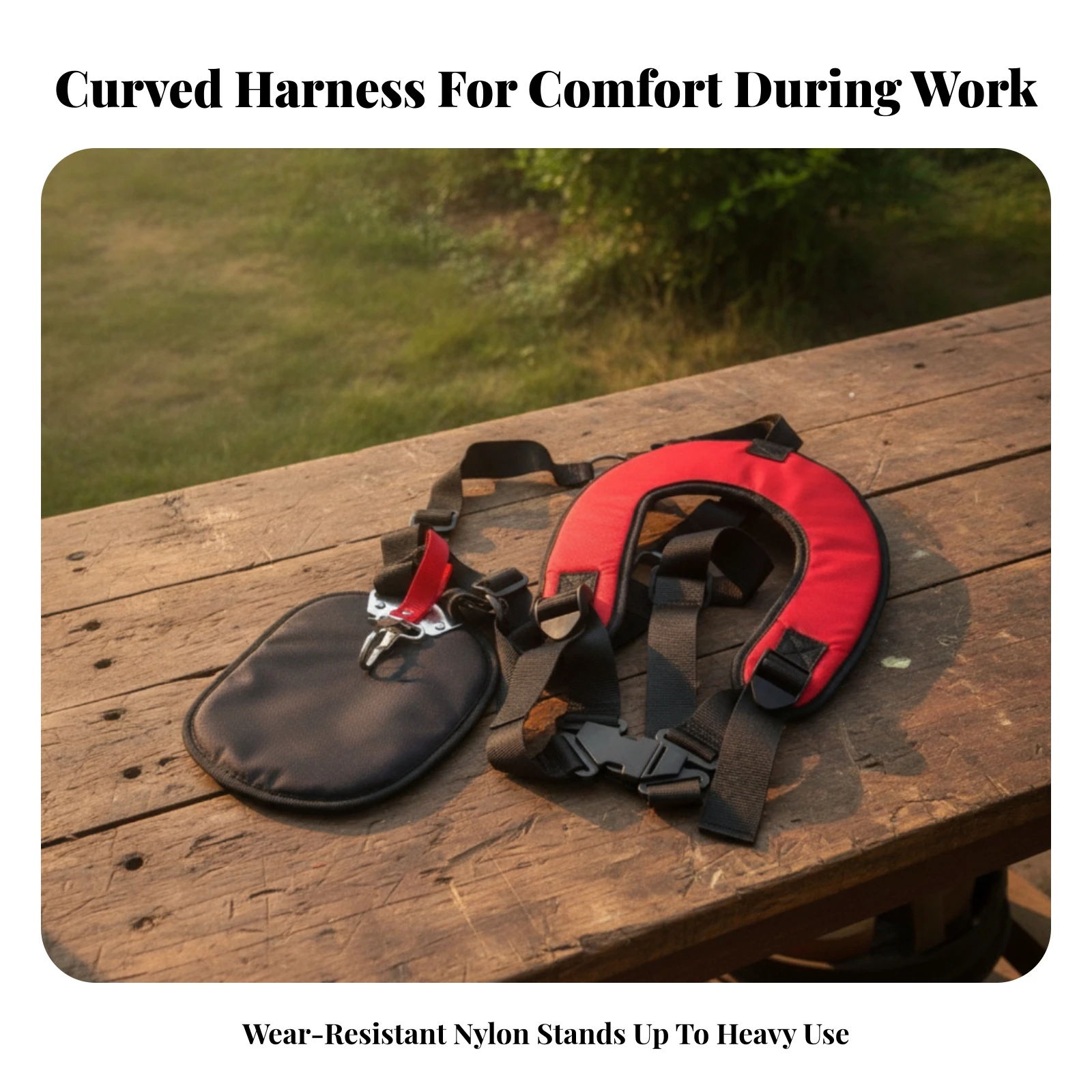 U-Shaped Harness with Padding Universal Lawn Mower Harness Trimmer Strap with Hook Padded Labor-Saving for Landscapers