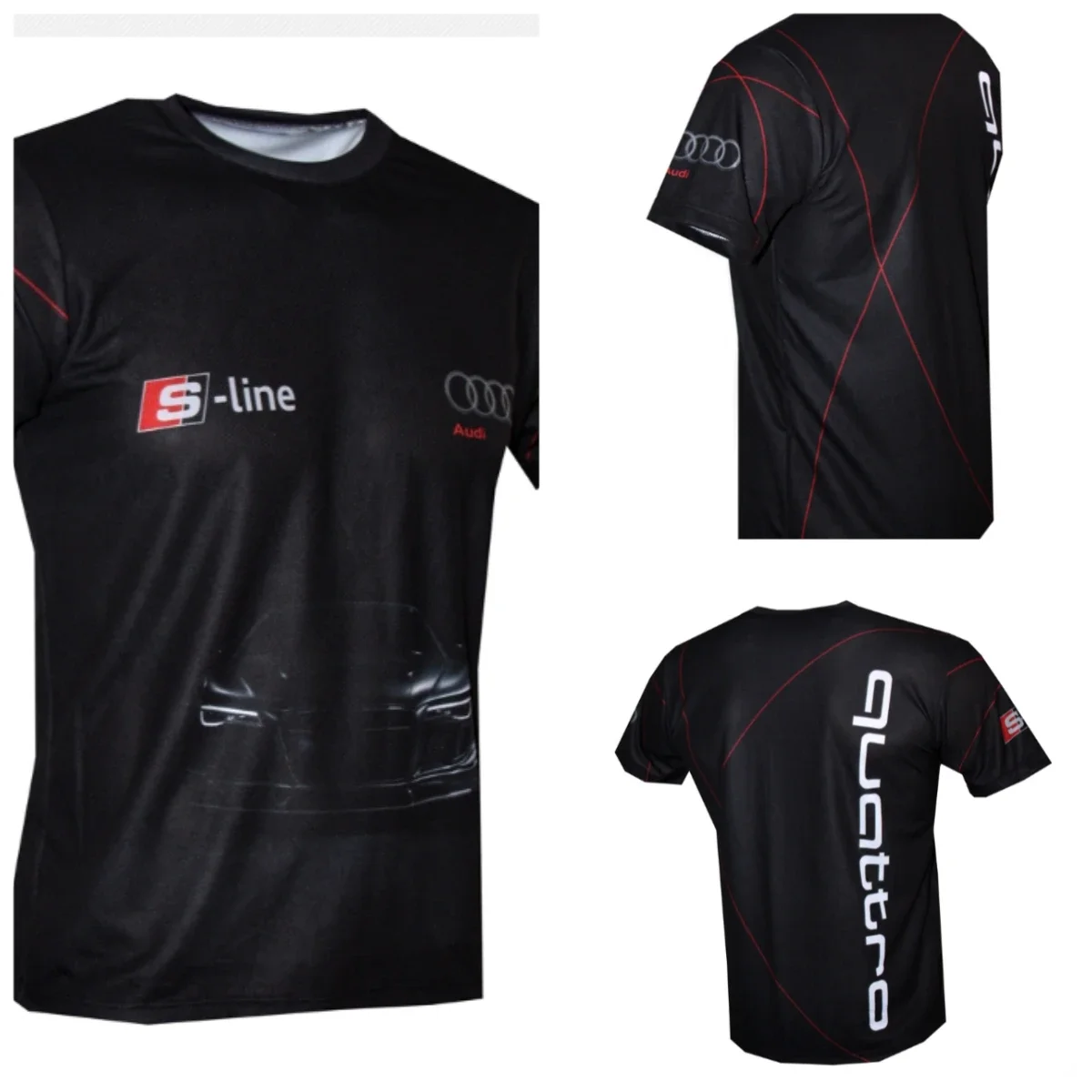 

Moto New Popular Audi Racing Shirt Crew Neck T-shirt 3D Printing Breathable and Comfortable Adult Sports Short-sleeved Top