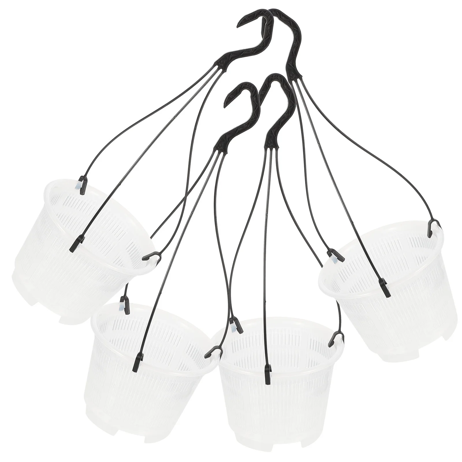 

4Sets Hanging Orchid Planters Breathable Plastic Flower Pot Indoor Balcony Hanging Basket Decorative Plant Pot