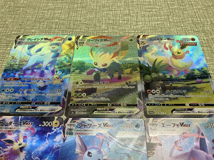 9Pcs/set Ptcg Self-Control Pokemon Eevee Collect Trading Signature Flash Card Anime Gift Cartoon Refraction Color Flash