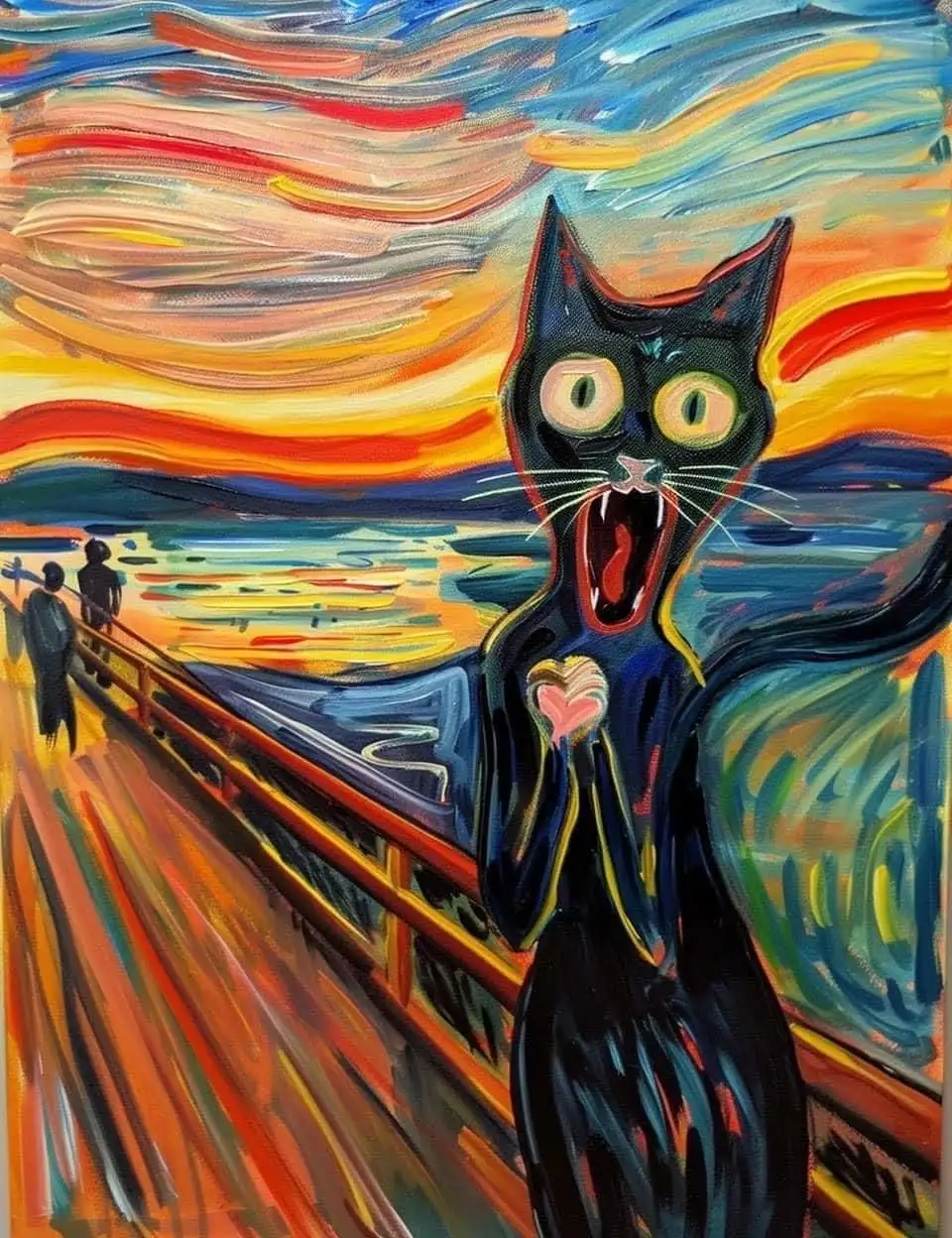 500/1000/1200/2000 PCS Jigsaw Puzzles Fearful Screaming Cats Animal Family Activity Game for Gameroom Bedroom Home Decor