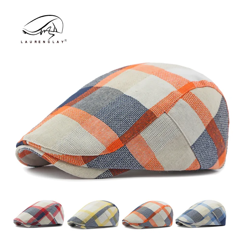 

Men And Women Beret Spring Summer Autumn New Classic Checked Cap British Vintage Painter Hat Advance Hats Tide