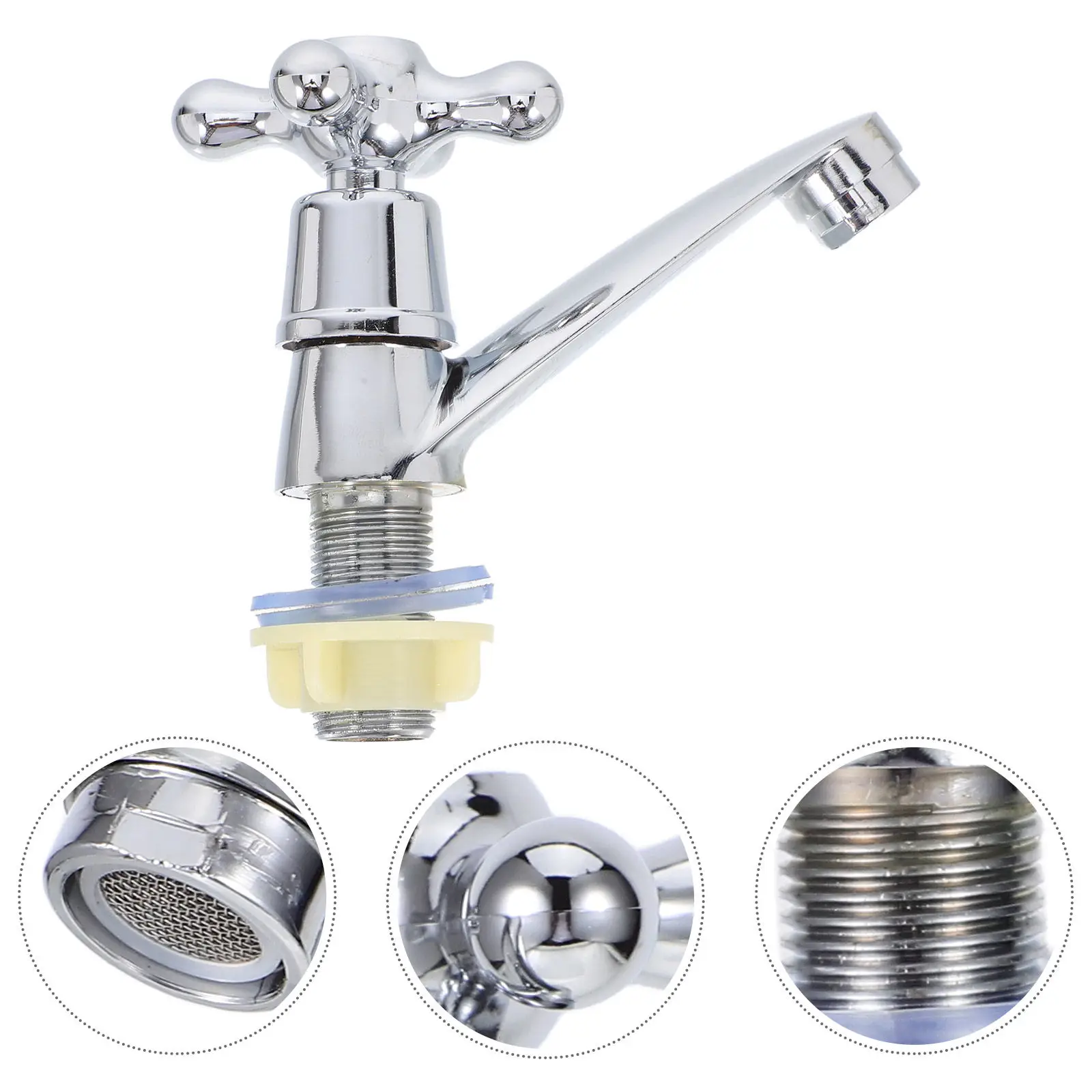 Single Hole Basin Faucet Alloy Copper Quick Cold Water Only Bathroom Sink Faucet Ideal Home Public Restrooms