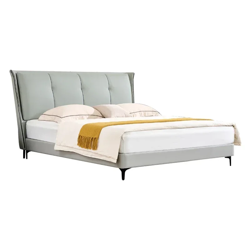 

Роскошная кожаная современная кровать размера «queen-size», мебель для спальни, двуспальные кровати размера «king-size», мягкие кровати