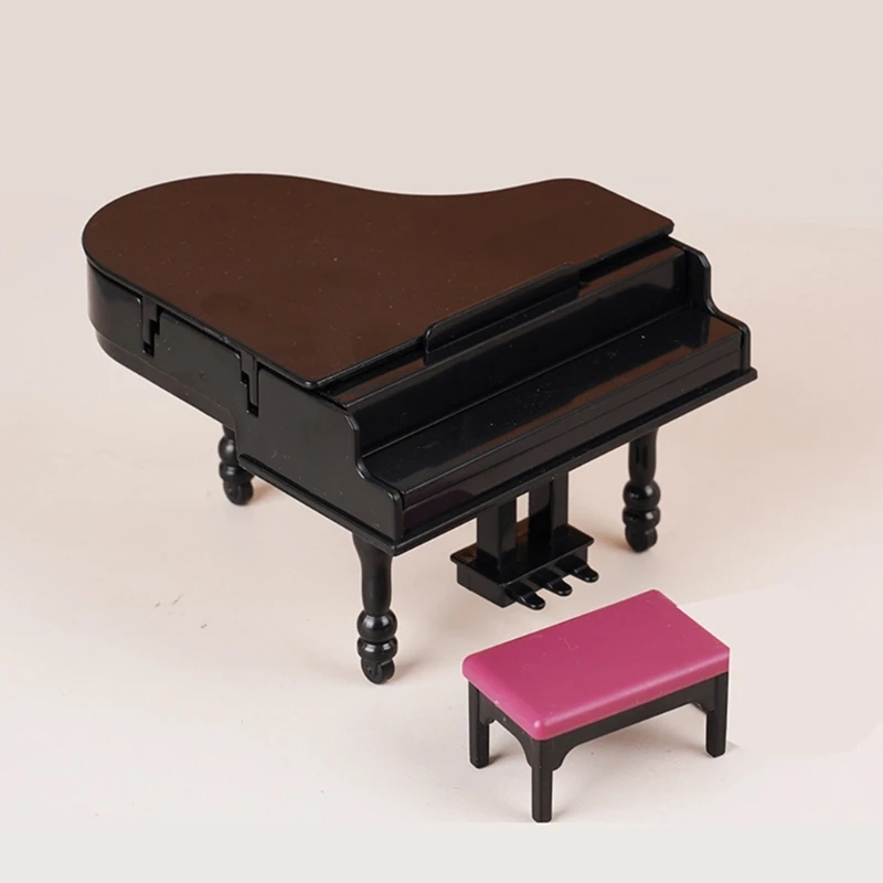 Piano brinquedo modelo realista vintage instrumento casas bonecas fingir meninas