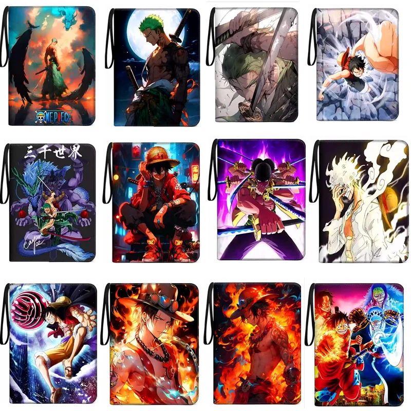 900 sztuk Anime One Piece Luffy Zoro Cards Book Zipper PU Leather Cards Binder Display Game Collection Card Kids Toy Gift