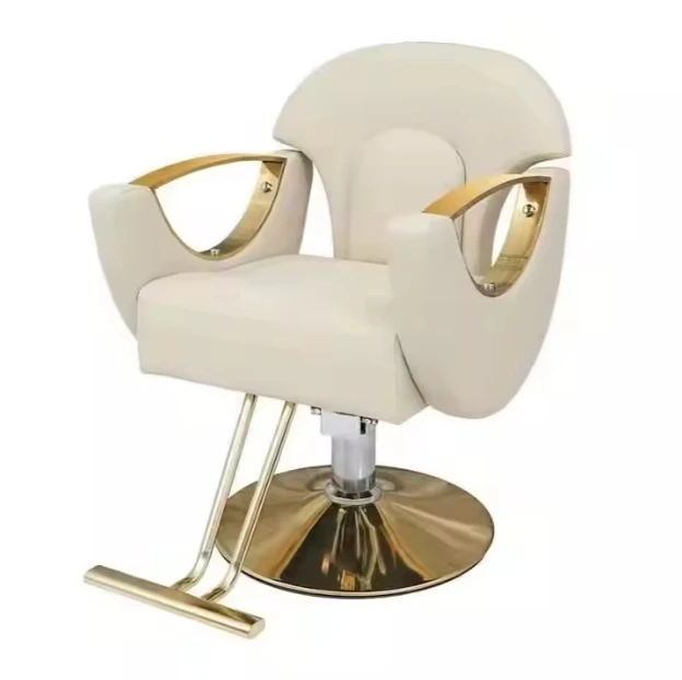 Beautiful Pink Leather Gold Base Hairdressing Styling Chair Professional Barber Chair For Sale
