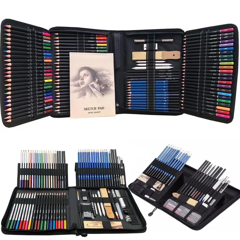 95/144PCS Color Pencil Sketch Pencils Set Drawing Pencil Set Art Tool Kit Watercolor Metallic Oil Pencil For Artist Art Supplies