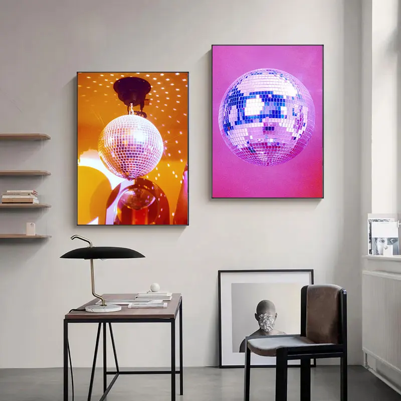 Rock Disco Ballroom Brilliant Splendid Lamp Ball Canvas Painting Wall Art Pictures Retro Fashion Poster Living Room Home Decor