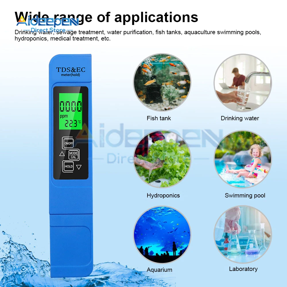 1 Set 3 In1 TDS EC Meter Temperature Tester Pen Multifunctional Digital Water Quality Tester For Water Purity TEMP PPM Tester