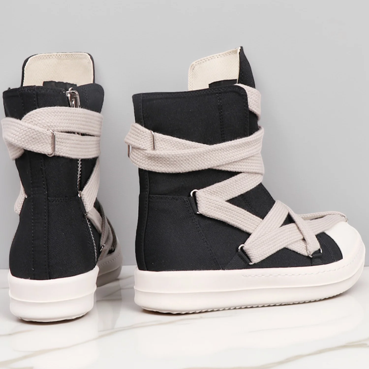 Scarpe alte da uomo in tela da donna Casual Jumbo stringate nere bianche sneakers firmate di lusso streetwear scarpa primavera autunno