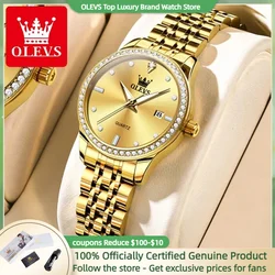 OLEVS Elegant Diamond Women's Watch Luxury Brand Quartz Watch Business Waterproof Butterfly Buckle Stainless Steel Women's Watch