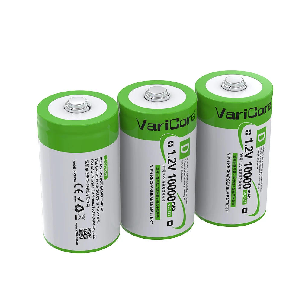 VariCore D1-Akku, 10.000 mAh, große Kapazität, 1,2 V, NiMH-Akku mit langer Lebensdauer, wiederaufladbarer/langlebiger/Power-Akku