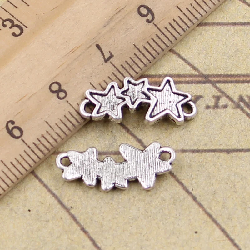 50pcs Charms Star Link Connector 19x8mm Tibetan Silver Color Pendants Antique Jewelry Making DIY Handmade Craft