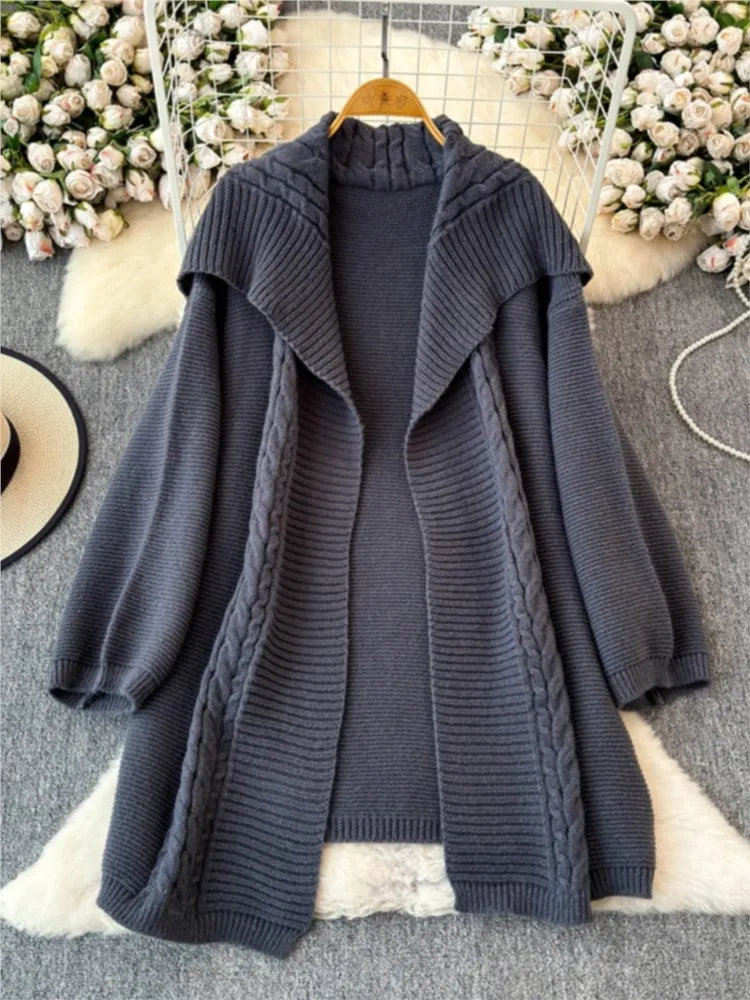 Korean Knitted Dresses Sets for Women 2 Pieces Loose Sweater Shawl Cardigan Coat + Spaghetti Strap Mini Dress Female Clothes