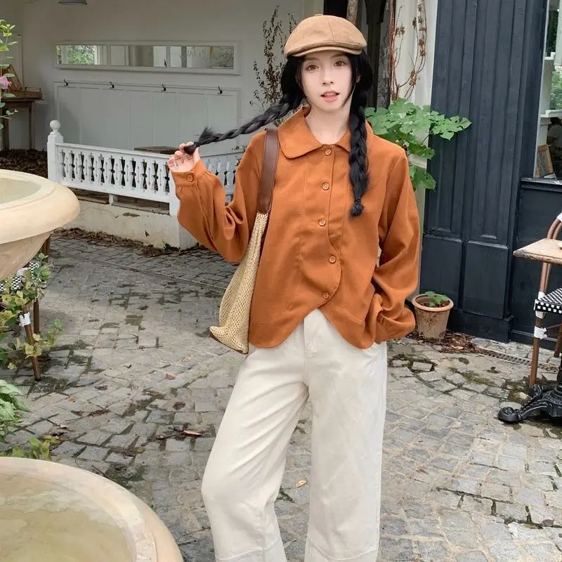 

Осенне-зимняя винтажная цветная асимметричная женская рубашка с длинным рукавом и флокированием, укороченный модный топ