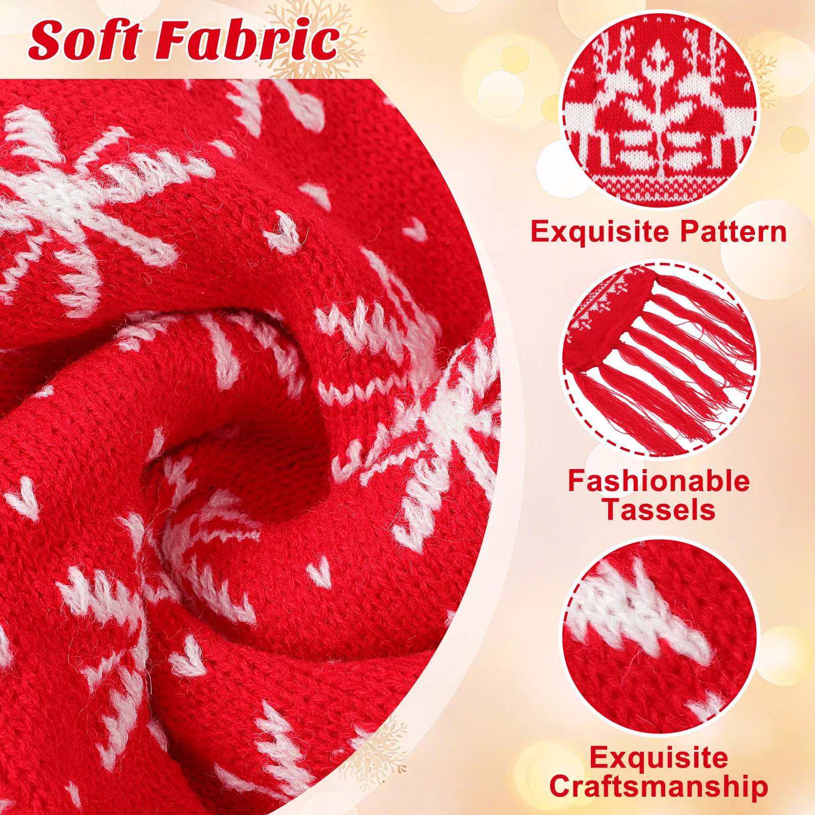 Écharpe chaude de noël pour femmes, Design épais, imprimé flocon de neige, élan, longue écharpe, Protection contre le froid, cadeau de noël, automne et hiver