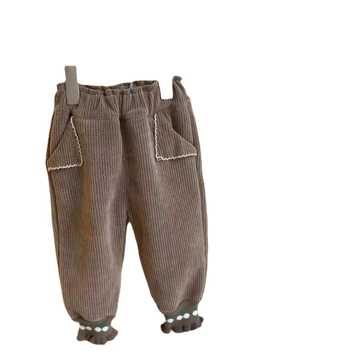 Autumn and winter thick velvet pants 2024 new version baby girl casual pants children\'s stylish pants girls winter clothes, W135