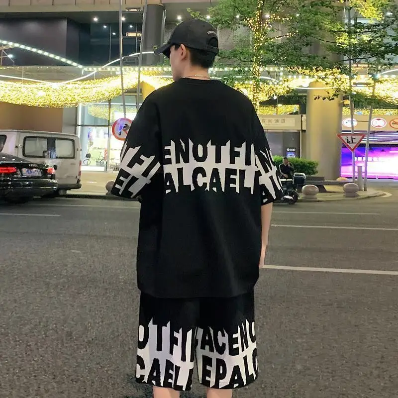 

XL Men Summer Two Piece Set 300 Jin Casual Stylish Mid Length Shorts Short Sleeve Suit Outfit