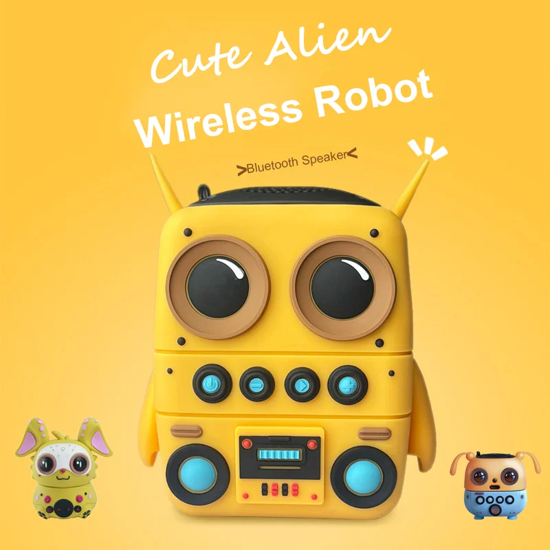 2024 New Cute Cartoon Robot Speaker Outdoor IP65 Waterproof Portable Subwoofer Bluetooth Audio Companion Sound Box Girl Gift