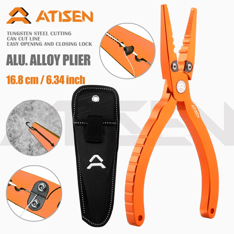 

Рыболовные щипцы, алюминиевые рыболовные снасти, щипцы с вольфрамовым стальным плетеным резаком, оболочкой и шнурком, съемник крючков, Sal