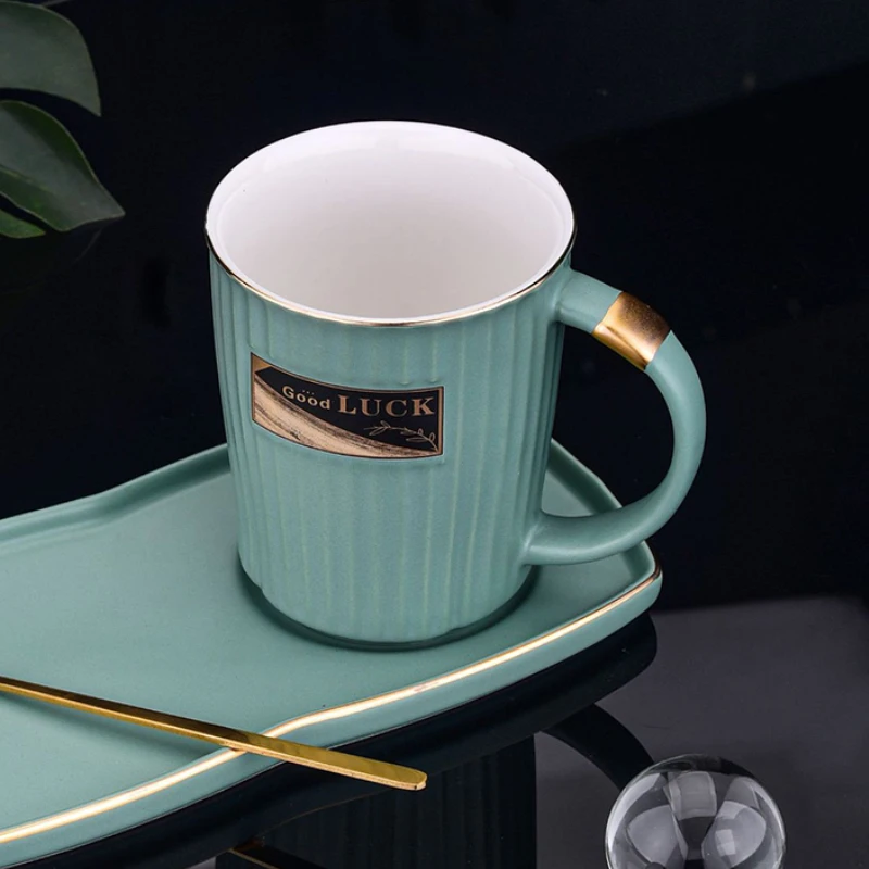 350ml Nordic Style Vertical Striped Ceramic Cup Household Heat Resistant Water Cup Lemon Tea Milk Americano Latte Mugs Drinkware