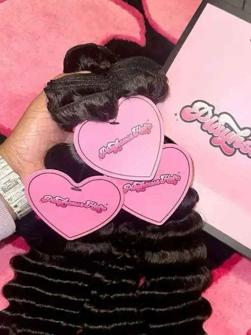 

Индивидуальные бирки-сердечки для волос с отверстием и инструкциями по уходу за накладными волосами для упаковки товаров для парикмахерских