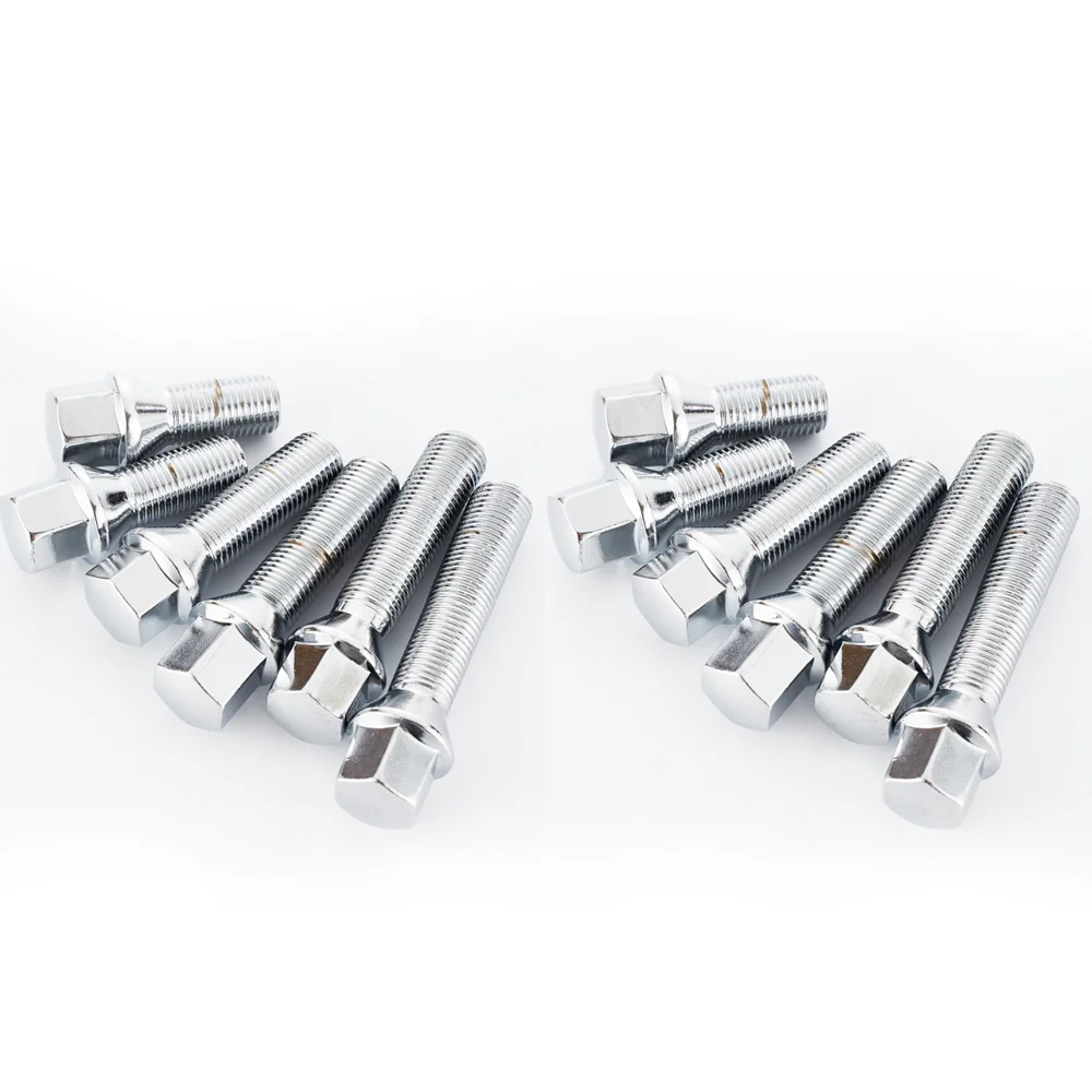 10PCS 12x1.5| 12x1.25| 14x1.5| 14x1.25 |40mm |45mm| 50mm| Cone Seat Car Lug Nuts Wheel Bolts For BMW E26 E28 E34 E36 E38 E6