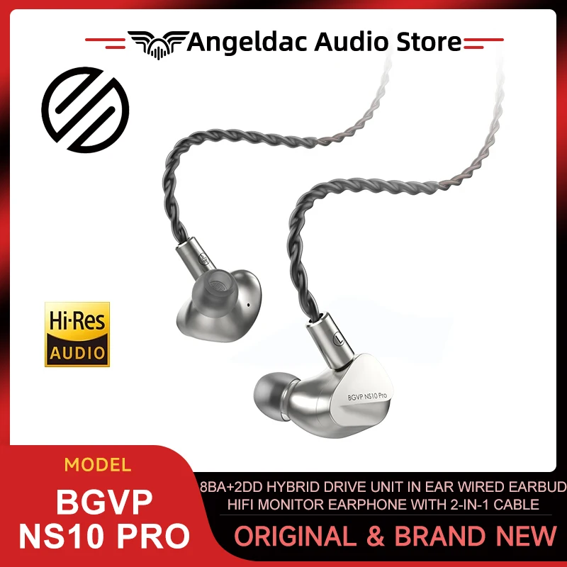 BGVP NS10 Pro 8BA + 2DD Гибридный привод-вкладыш Проводные наушники-вкладыши HIFI-монитор со сменным разъемом 2-в-1 Кабель MMCX