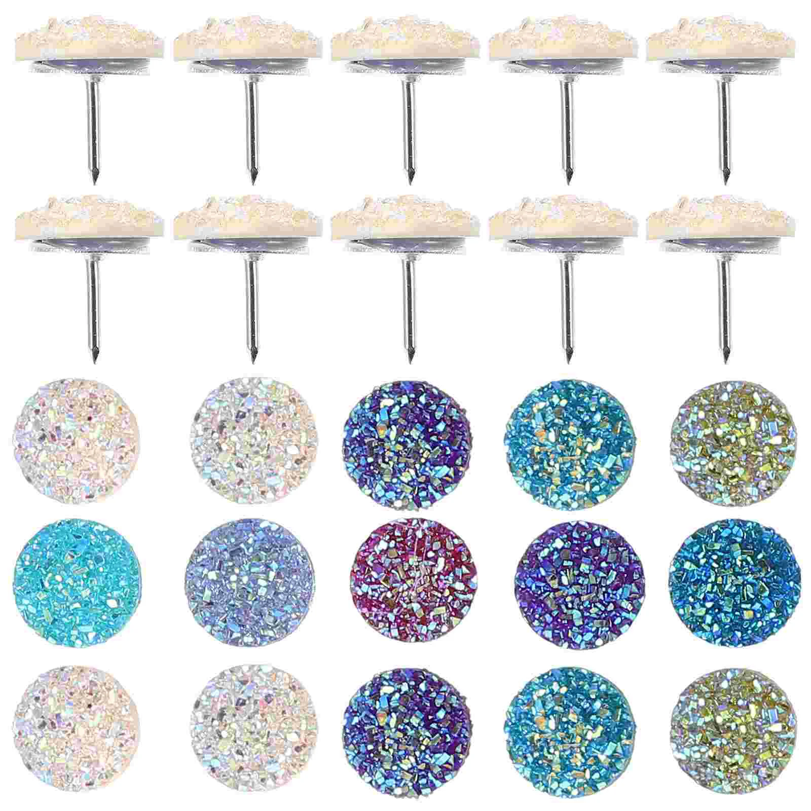 

30 Pcs Shiny Rhinestone Thumb Pins (mixed Colors) 30pcs Shining Thumbtacks Corkboard Map Daily Use Plastic Small Pushpins