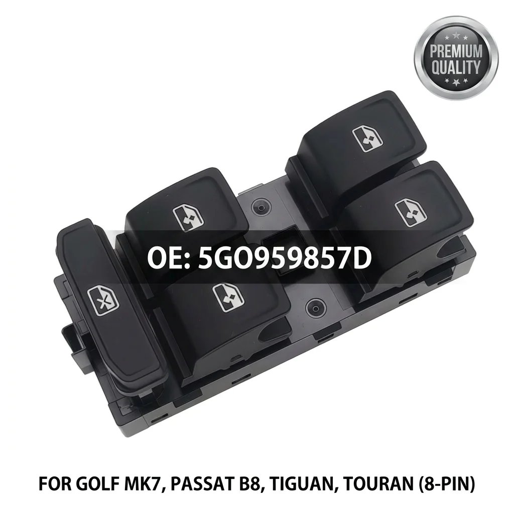 5G0959857D Front Left Driver Side Master Power Window Switch for VW Golf MK7 Passat B8 Tiguan Touran Arteon Atlas SEAT Leon 8-Pi