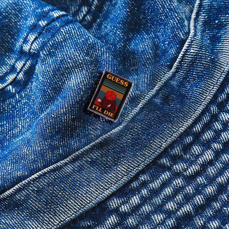 Distintivo per dadi retro RPG game Pin Guess I die spille smaltate D20