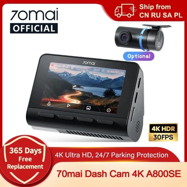 70mai 4K Dash Cam A800SE Ulepszona Wersja 70mai A800S Sterowanie Głosowe Superkondensator GPS ADAS Rejestrator Samochodowy 70mai A800SE UHD Wifi 6