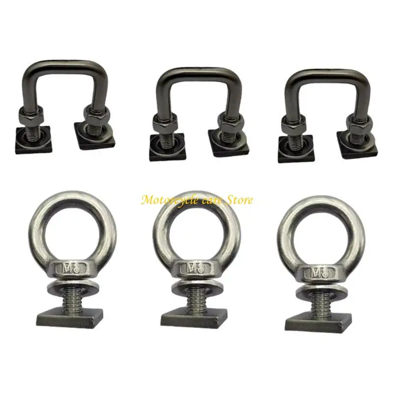 U75F 6Pcs Tie Down Anchoring for Holding Bungee Cord Rope Hooks Stainless T Track Mount Tie Down Anchors for Roof Rack