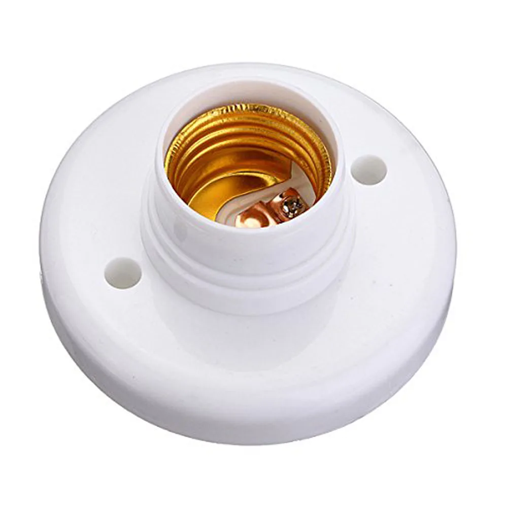 E27 Round Plastic Base Screw Light Bulb Lamp Socket Holder White