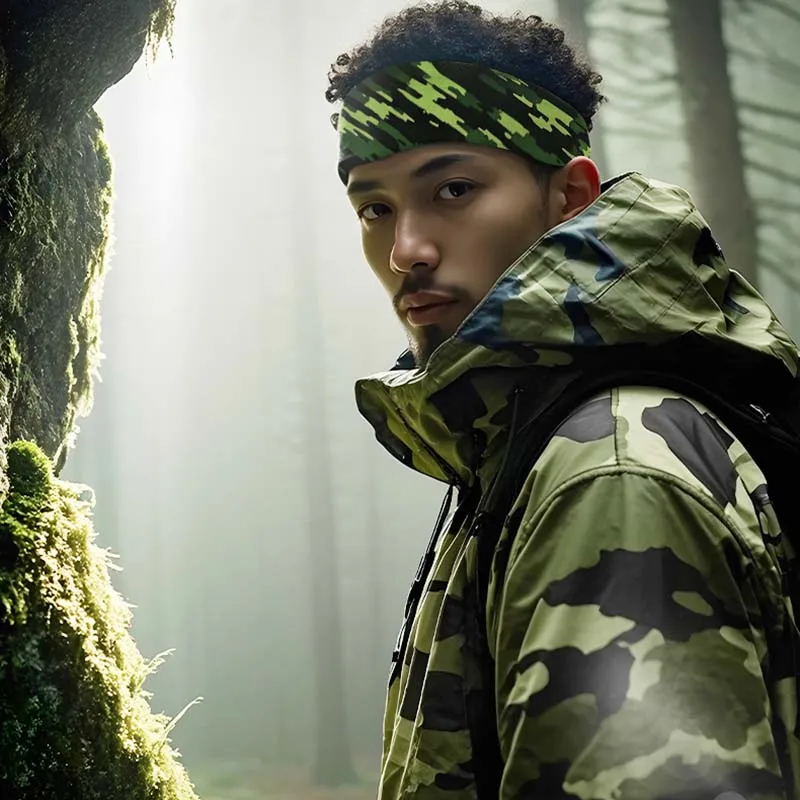

Summer Fashion New Wide Edge Sports Headband Unisex Sweatproof Fitness Headband Jungle Camouflage Outdoor Running Sweat Guide