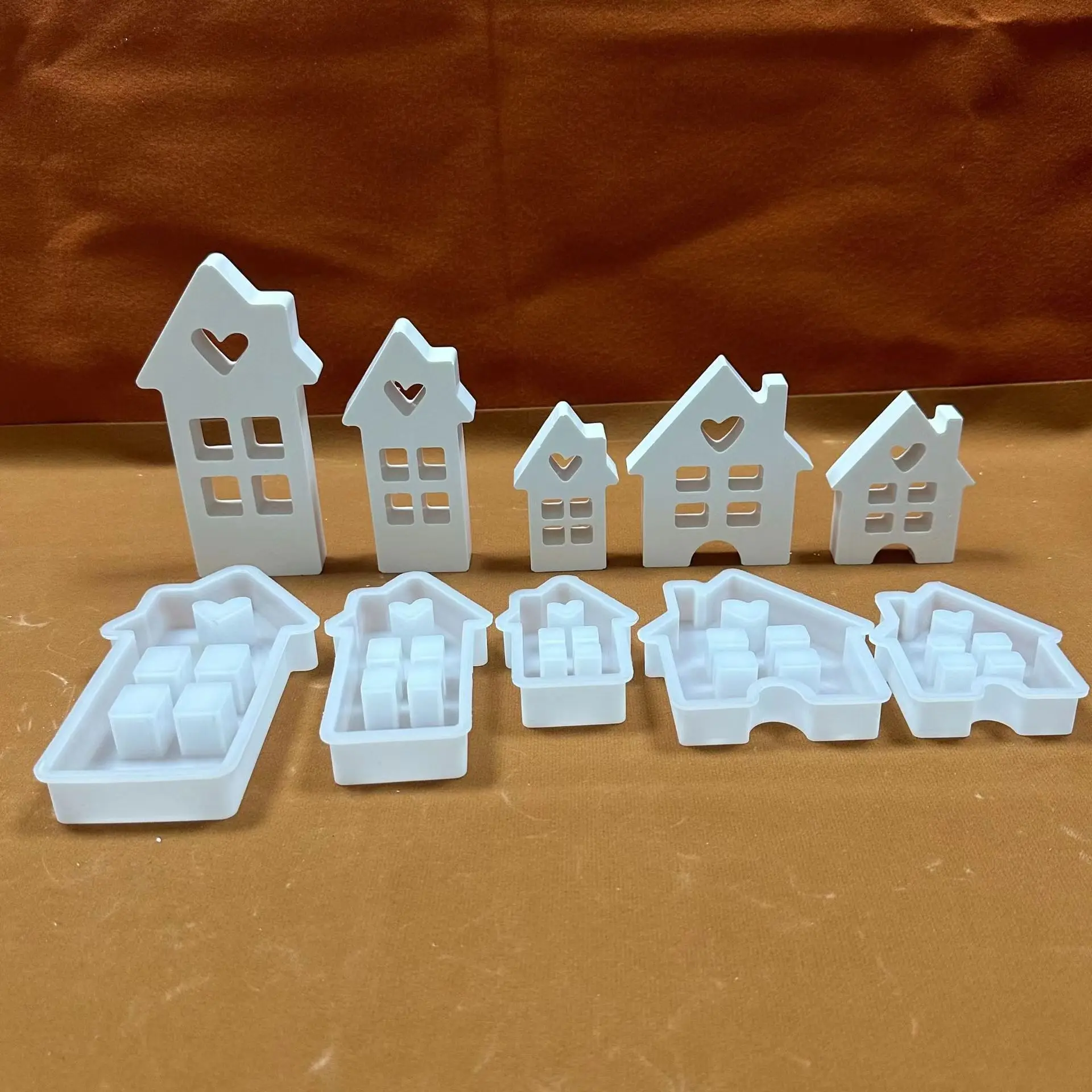 Love House Candle Mold DIY Epoxy Resin Cement Clay Gypsum Casting Ornaments Silicone Mold Home Decoration Table