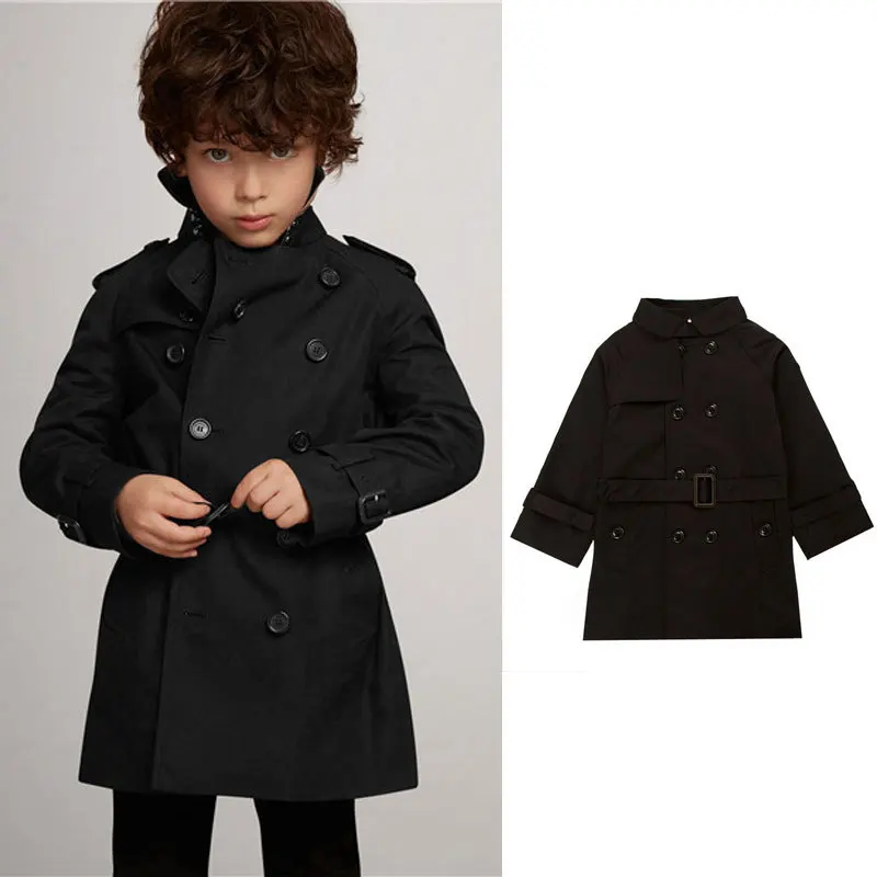 

New Autumn/Winter Boys and Girls' Long Cotton Windbreaker College style Coat 2-12Y