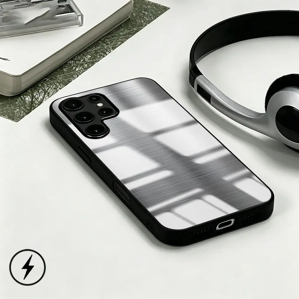Realistic Metal Style Design Phone Case For Samsung S26 S25 S24 S23 S22 S21 S20 Plus Ultra Note20 Glass Magnetic Case