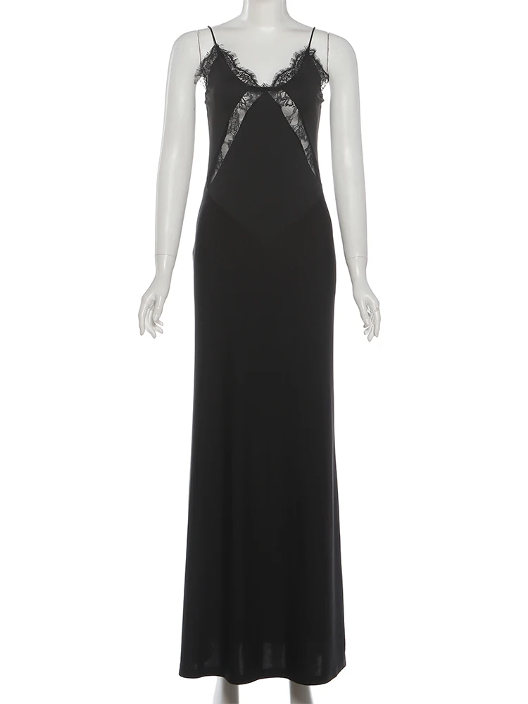 Whatiwear حفلة موسيقية فساتين حبال امرأة منخفضة الرقبة عارية الذراعين سليم عالية الخصر رداء منتصف الليل أنيقة الدانتيل المرقعة موضة Vestidos