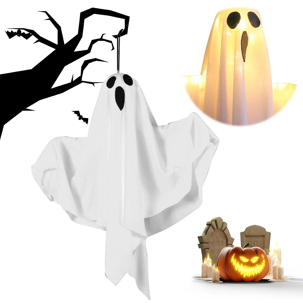 

DIY Large Lighted White Ghost IP65 Waterproof Halloween Glowing White Ghost LED Hanging Ghost for Halloween Garden Home Decor